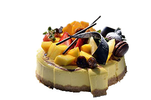 Mango Cake topped with Fresh Fruits